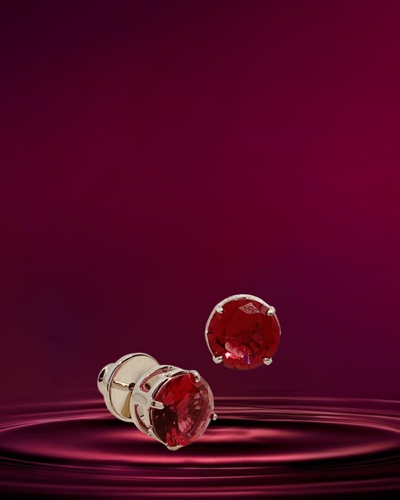 02P Brinco Dada cristal cereja prata