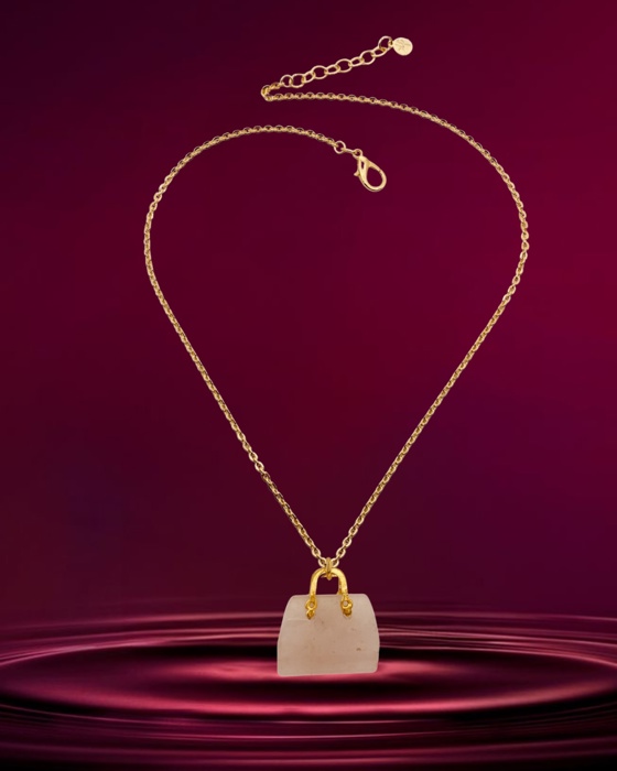 10E Colar Vania bolsa quartzo rosa