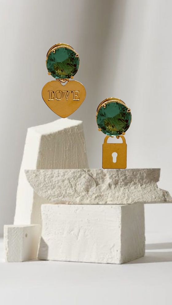 14 Brinco Amor cristal verde