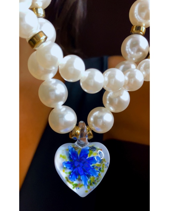 Imagem de destaque 4 de 16A Colar Mercia coracao murano flor azul klein