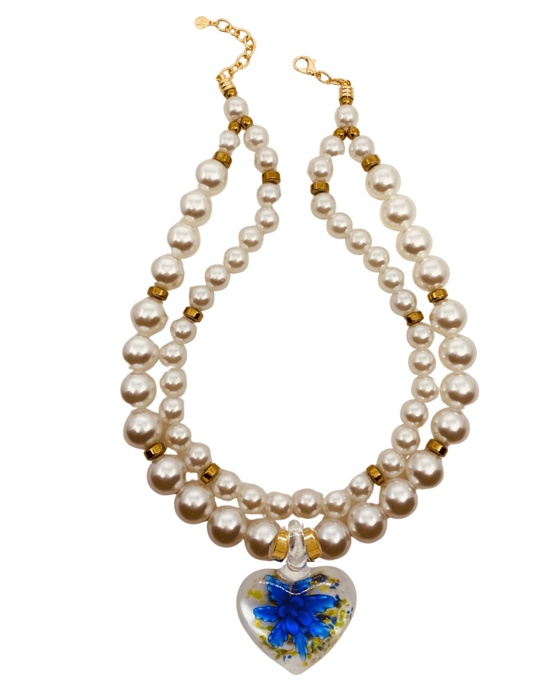 Imagem de destaque 5 de 16A Colar Mercia coracao murano flor azul klein