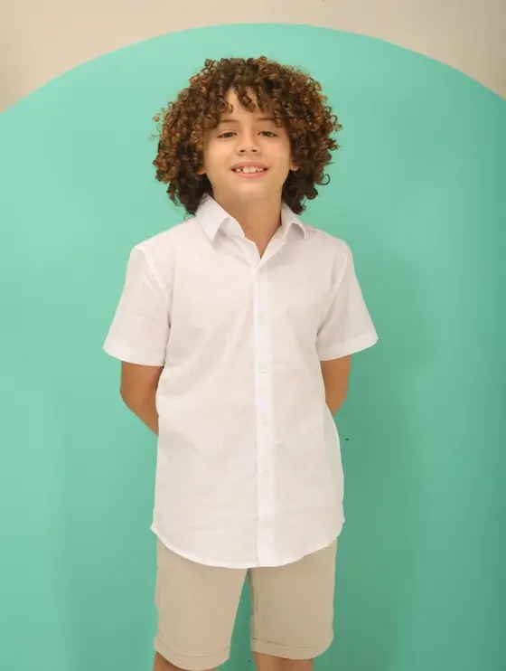 Blusa Manga Curta Lisa de Tecido