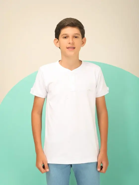 Camisa Gola Portuguesa Juvenil Masculino 100%  Algodão