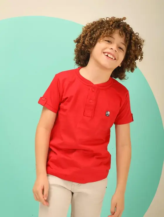 Camisa Infantil Gola Redonda Com Abertura Portuguesa