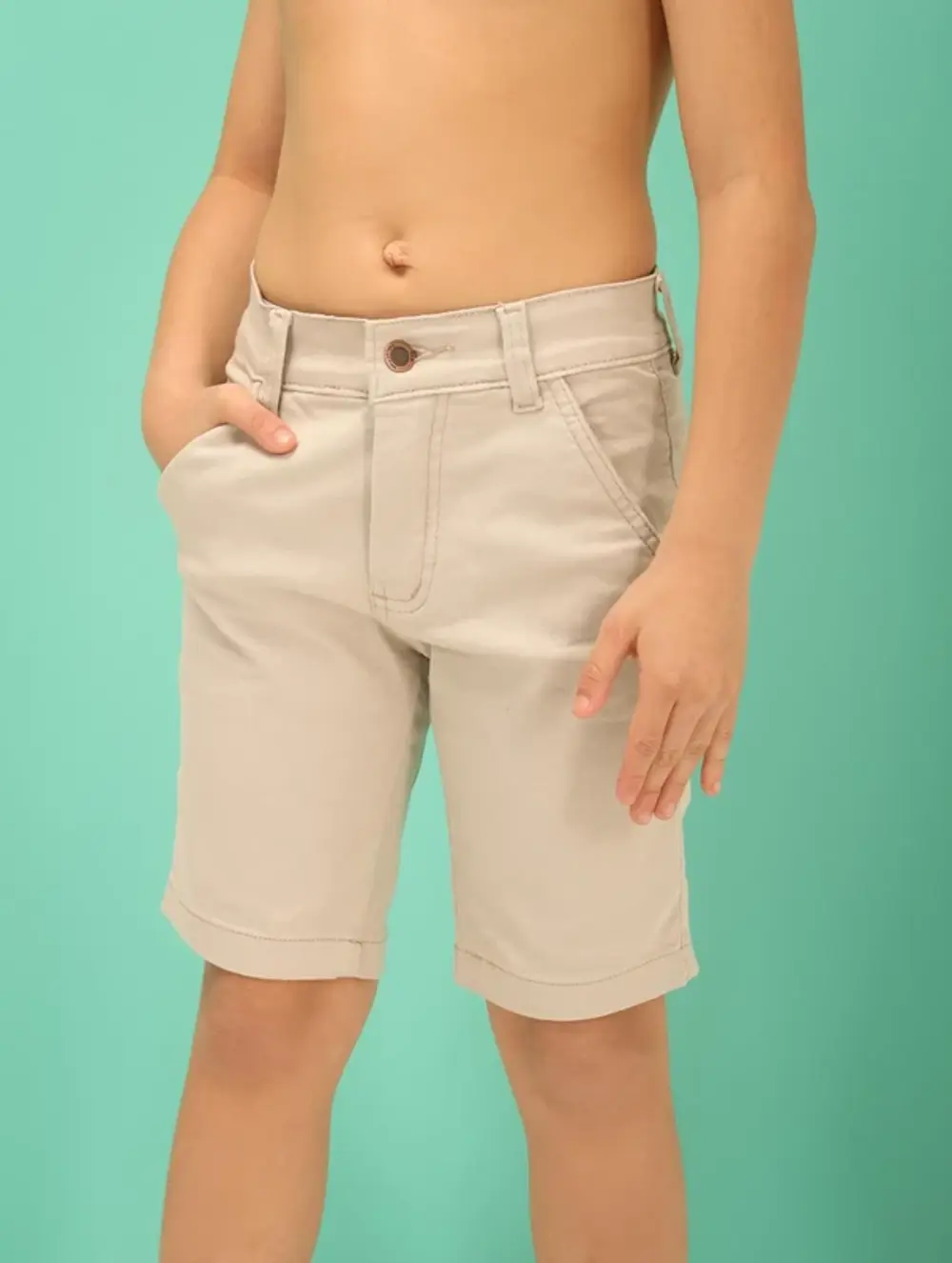 Imagem de destaque 3 de Bermuda Infantil E Juvenil Tecido Brim Esporte Fino Social