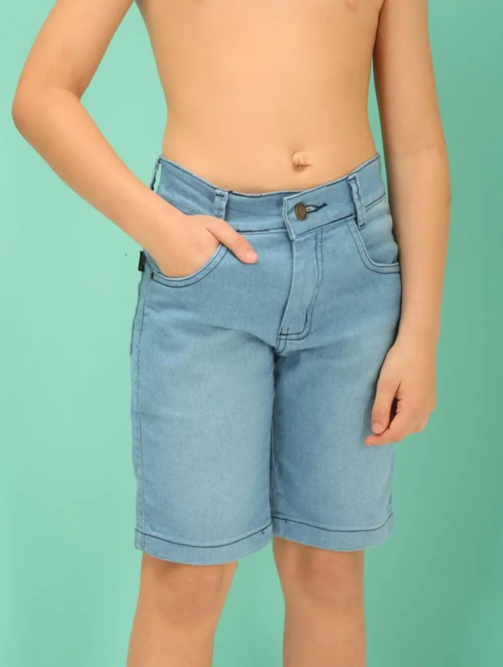 Imagem de destaque 3 de Bermuda Jeans Infantil E Juvenil Masculino Tradicional