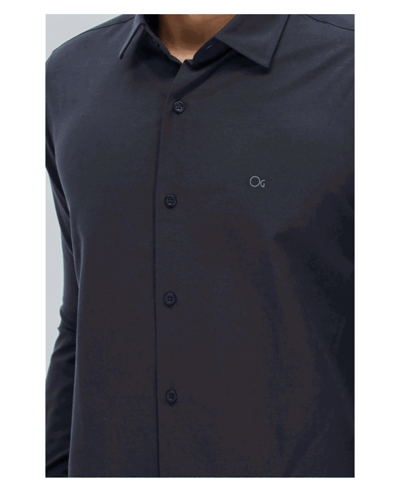 Camisa masculina manga longa slim essencial Oochi cor preta