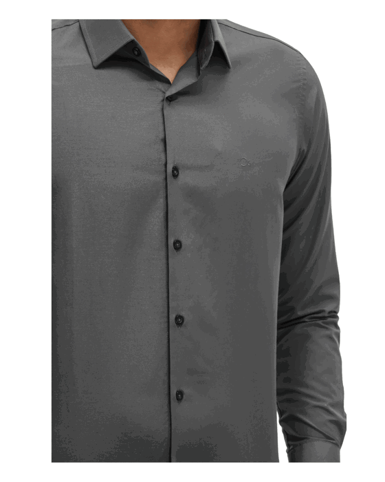 Camisa masculina manga longa Slim essencial Ogochi cor Cinza