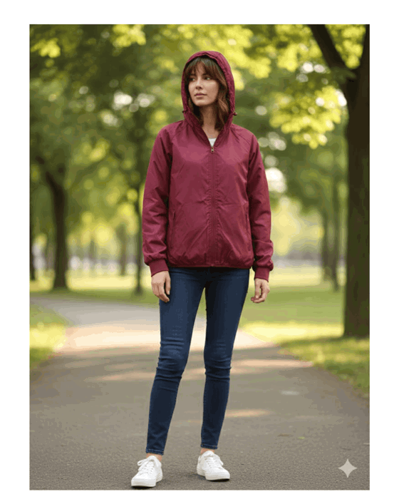 Jaqueta corta vento feminina com capuz básica academia  