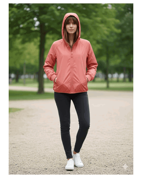 Jaqueta corta vento feminina com capuz básica academia   