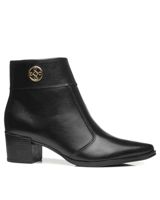 Bota Pegada Cano Baixo Em Couro 280512-05 Cor Preta