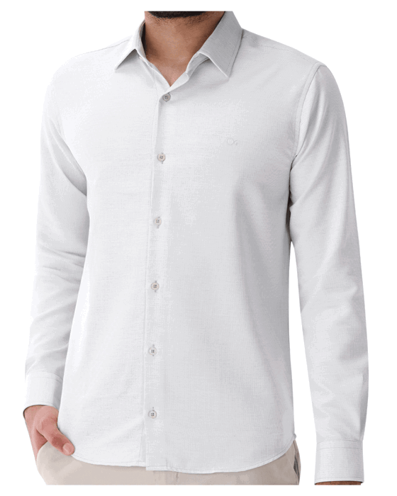 Camisa masculina manga longa slim essencial Oochi cor Verde Piscina