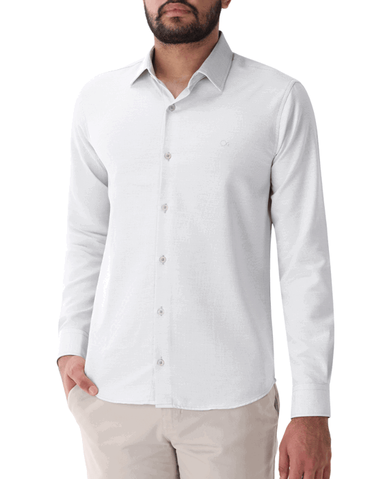 Imagem de destaque 3 de Camisa masculina manga longa slim essencial Oochi cor Verde Piscina