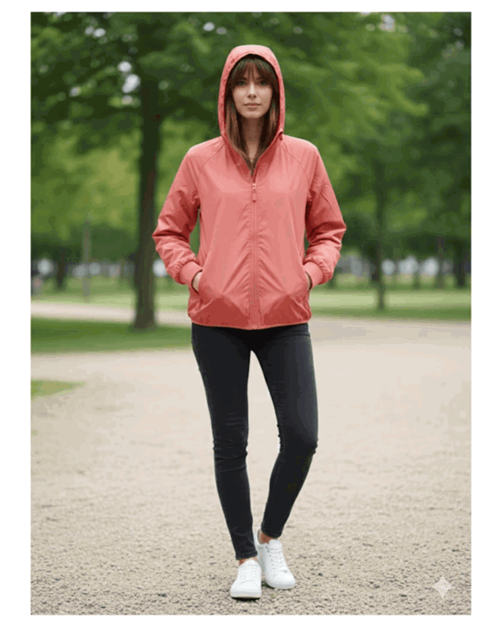 Imagem de destaque 3 de Jaqueta corta vento feminina com capuz básica academia