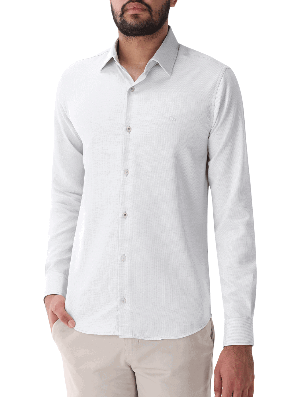 Imagem de destaque 4 de Camisa masculina manga longa slim essencial Oochi cor Verde Piscina