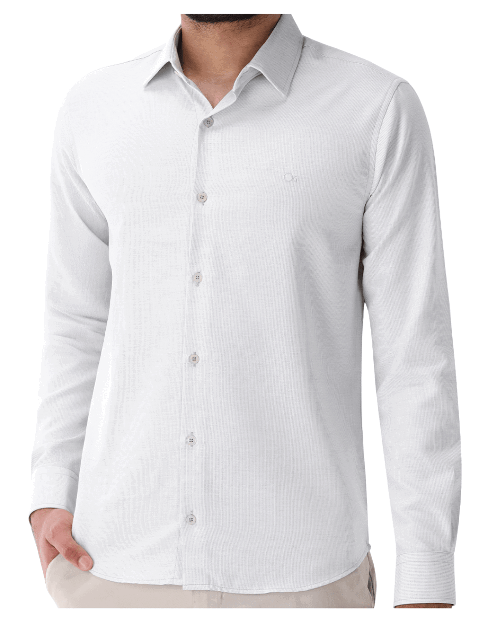 Imagem de destaque 3 de Camisa masculina manga longa slim essencial Oochi cor Verde Piscina