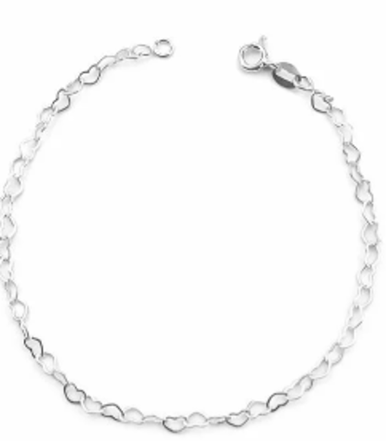 Pulseira elo em coração 18cm