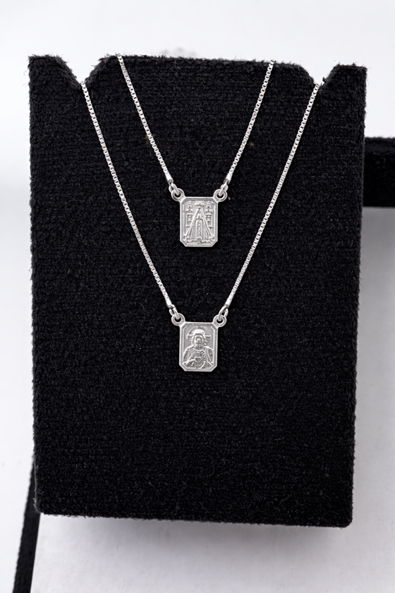 Escapulário V15 66 cm Sagrado Coração de Jesus e Nossa Senhora Aparecida