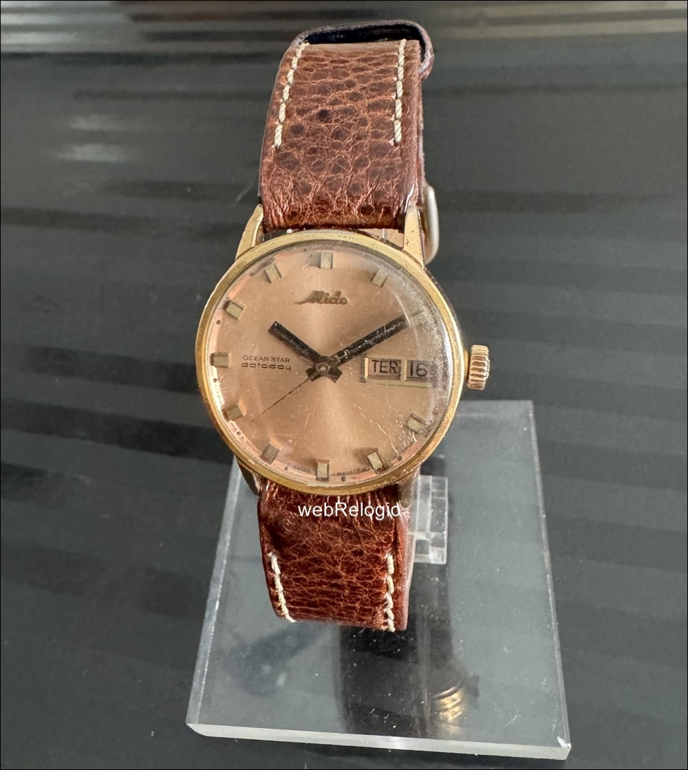 Mido Ocean Star Datoday Commander Salmon Gold Plaque Or Swiss